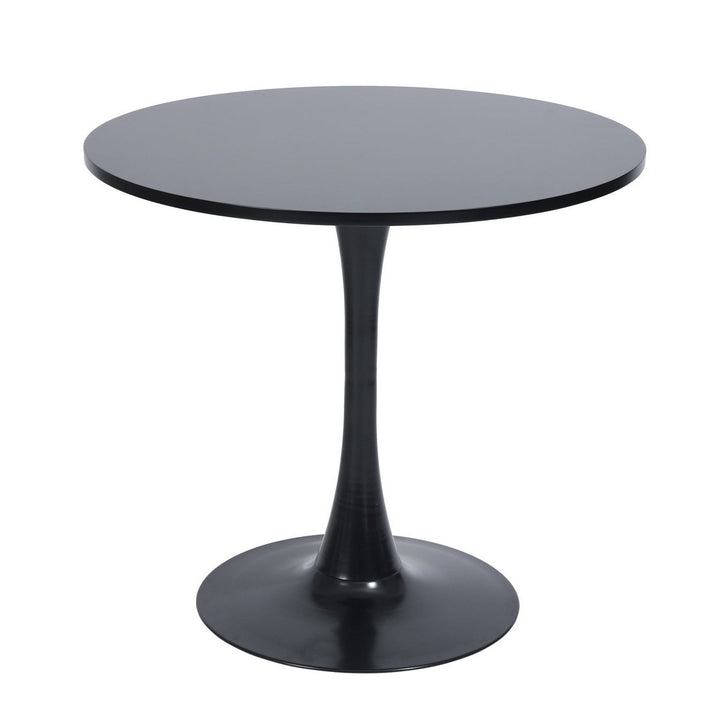 Table à manger ronde sur piédestal peinte inspirée du milieu du siècle pour petits espaces