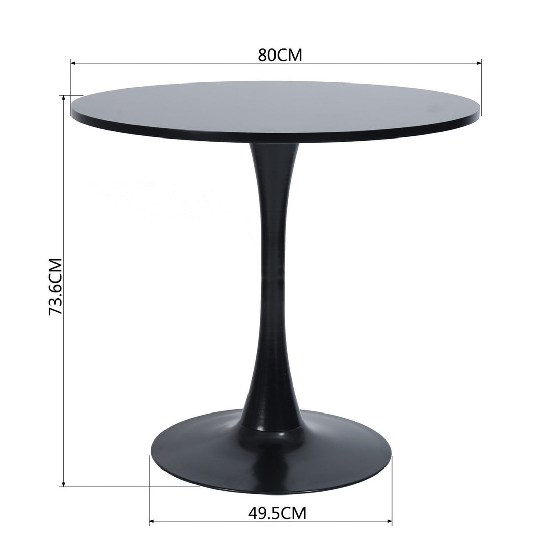 Table à manger ronde sur piédestal peinte inspirée du milieu du siècle pour petits espaces