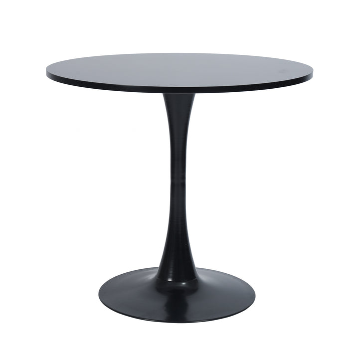 Table de salle à manger ronde FurnitureR 80 cm (31,5 po) pour 2 à 4 personnes avec pied central, idéale pour la maison, le bureau, le salon, la cuisine ou les loisirs, noire, style tulipe
