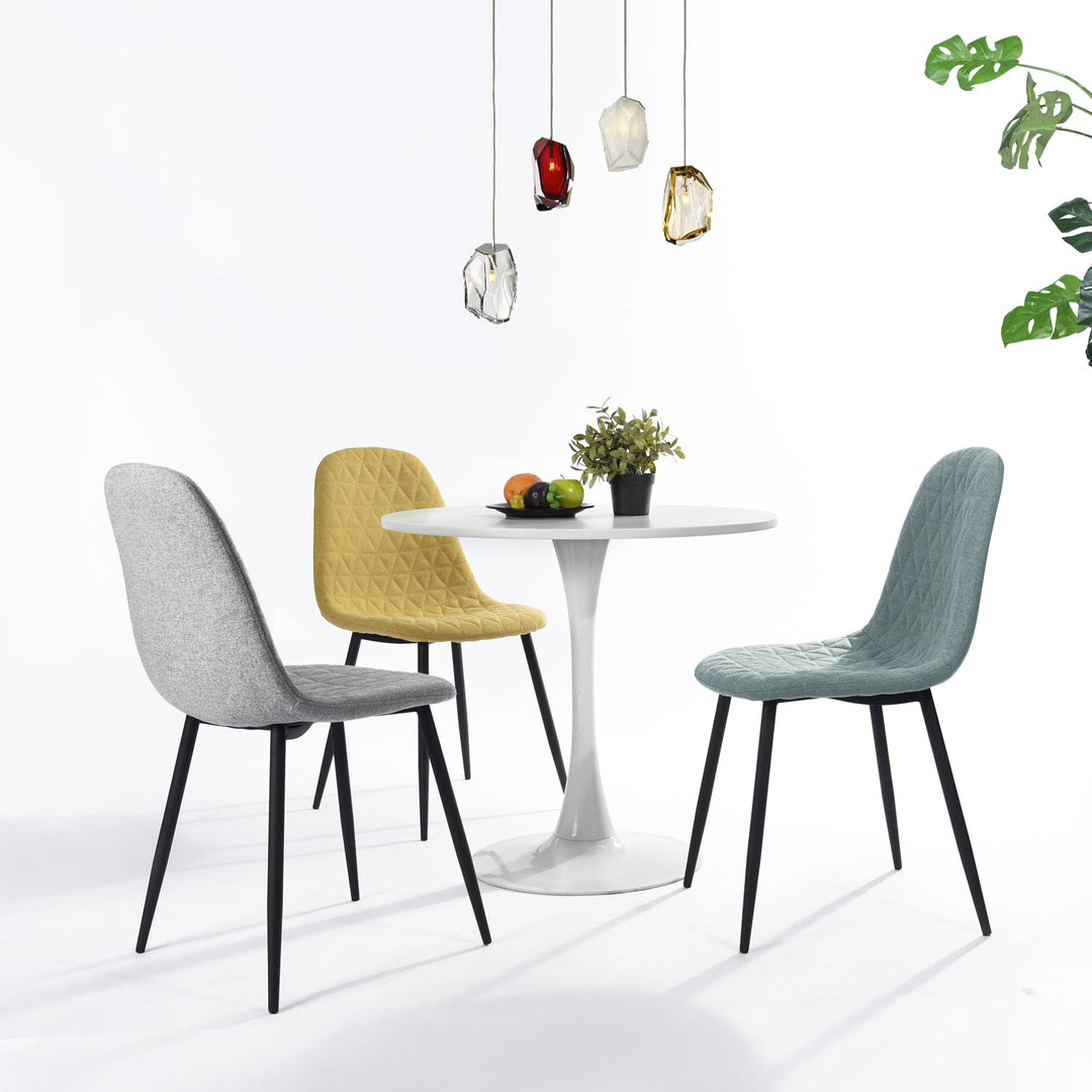 Table à manger ronde sur piédestal peinte inspirée du milieu du siècle pour petits espaces