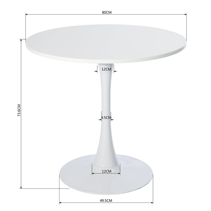 Table à manger ronde sur piédestal peinte inspirée du milieu du siècle pour petits espaces