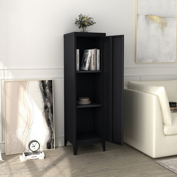 Furniture R 3-in-1-Freistehender Lagerschrank aus Metall mit abschließbaren Türen und belüfteten Regalen