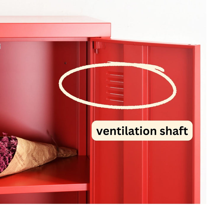 Furniture R 3-in-1-Freistehender Lagerschrank aus Metall mit abschließbaren Türen und belüfteten Regalen