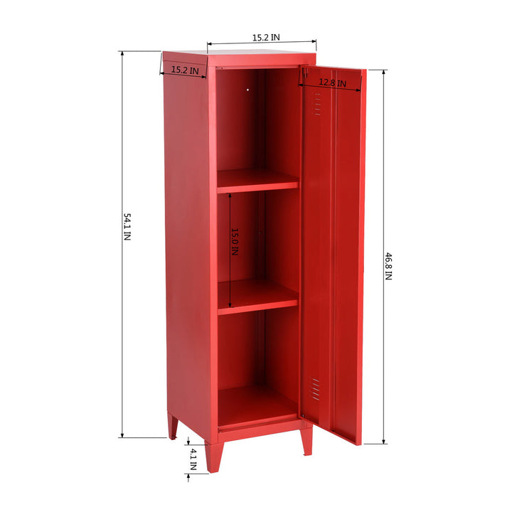 Furniture R 3-in-1-Freistehender Lagerschrank aus Metall mit abschließbaren Türen und belüfteten Regalen