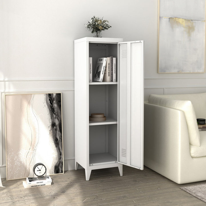 Furniture R 3-in-1-Freistehender Lagerschrank aus Metall mit abschließbaren Türen und belüfteten Regalen