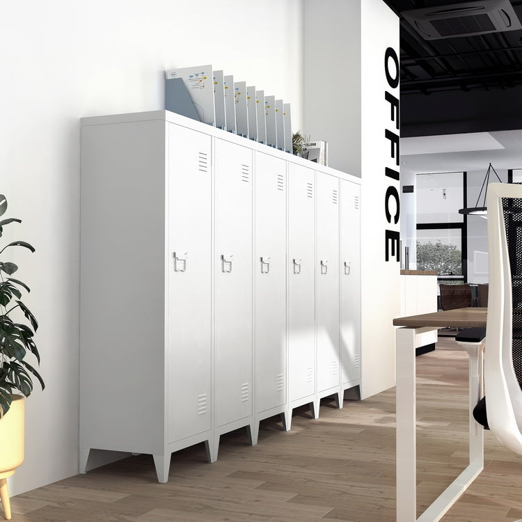 Furniture R 3-in-1-Freistehender Lagerschrank aus Metall mit abschließbaren Türen und belüfteten Regalen