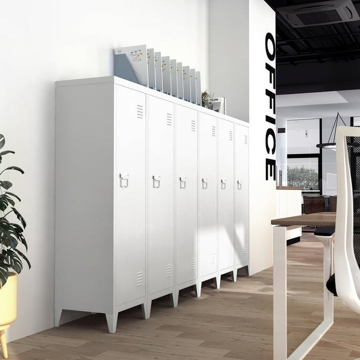 Furniture R 3-in-1-Freistehender Lagerschrank aus Metall mit abschließbaren Türen und belüfteten Regalen