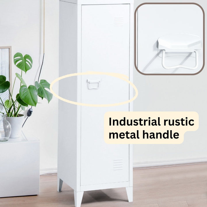Furniture R 3-in-1-Freistehender Lagerschrank aus Metall mit abschließbaren Türen und belüfteten Regalen