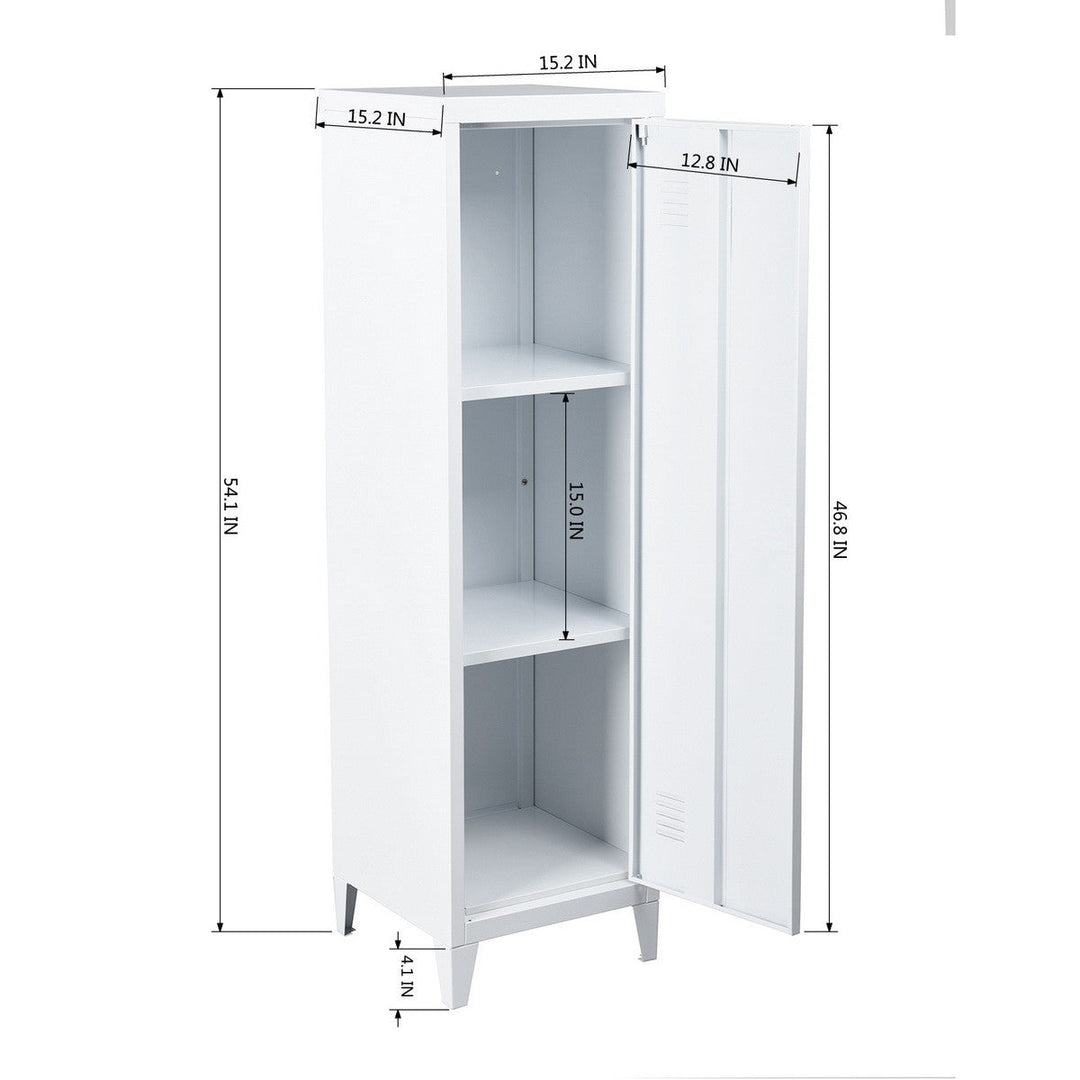 Furniture R 3-in-1-Freistehender Lagerschrank aus Metall mit abschließbaren Türen und belüfteten Regalen