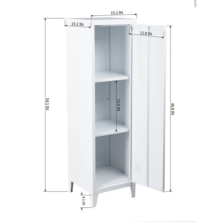 Furniture R 3-in-1-Freistehender Lagerschrank aus Metall mit abschließbaren Türen und belüfteten Regalen