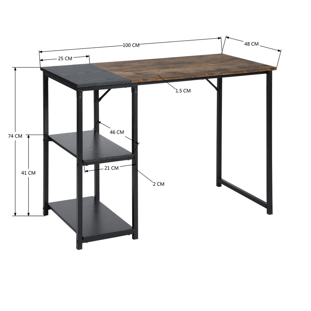 Furniture R Mid-Century Modern Design Writing Desk With Shelf ,Stylish And Sturdy Workspace