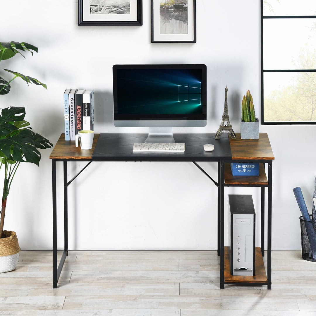 Furniture R Mid-Century Modern Design Writing Desk With Shelf ,Stylish And Sturdy Workspace