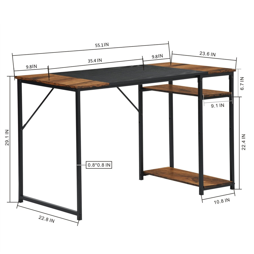 Furniture R Mid-Century Modern Design Writing Desk With Shelf ,Stylish And Sturdy Workspace