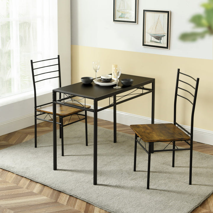 Küchen-Esstischset im Vintage-Stil von Furniture R, modernes rechteckiges Küchentischset aus braunem Holz.