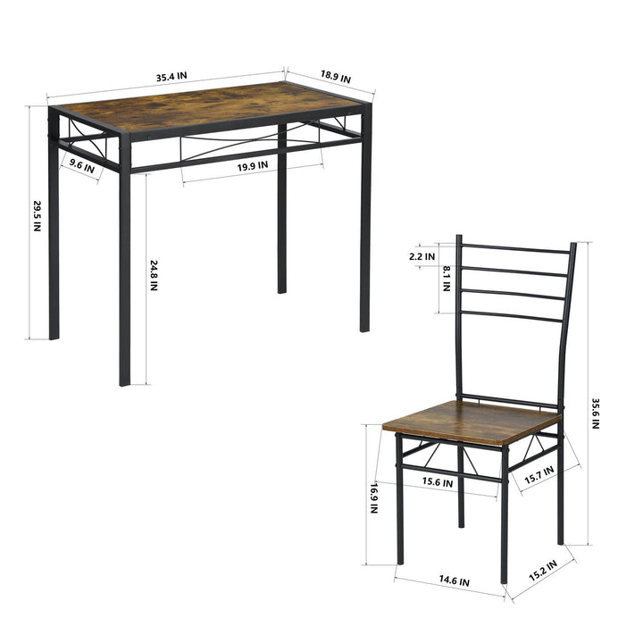 Küchen-Esstischset im Vintage-Stil von Furniture R, modernes rechteckiges Küchentischset aus braunem Holz.