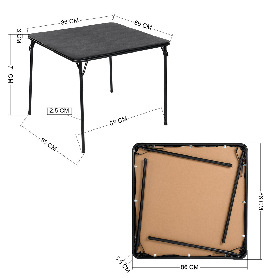 Furniture R Grey Square Folding Table, Minimalist Design Dining Table, Sturdy Metal Frame and Upholstered Synthetic Leather Top, Modern Living Rooms, Portable for Casual Dining Or Workspace Use-86cm