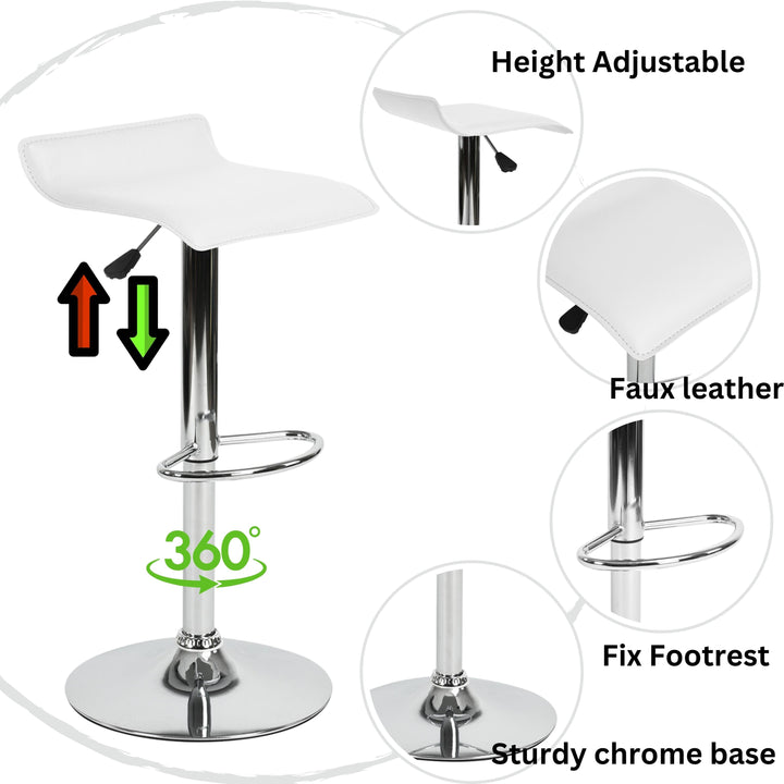 Furniture R Flanagan Barstools With Pvc Upholstery And Adjustable Height,Minimalist Design.