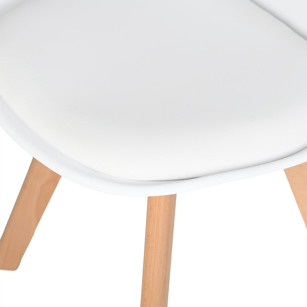Furniture R 1PC Children's Office Chair, for Kids, Soft Upholstered Seat with PP Backrest, White PU Cushion, Solid Beech Wooden Legs, H 55cm, for Children's Bedrooms, Indoor Or Outdoor
