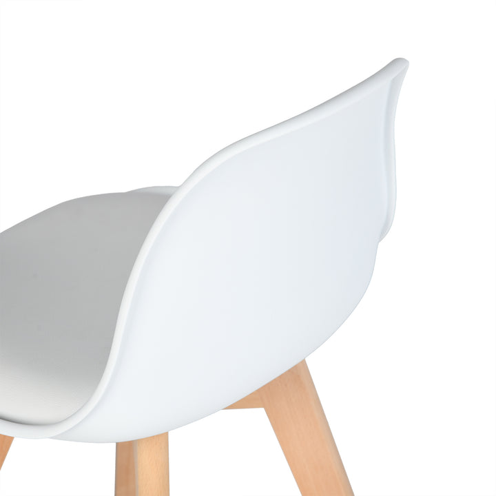 Furniture R 1PC Children's Office Chair, for Kids, Soft Upholstered Seat with PP Backrest, White PU Cushion, Solid Beech Wooden Legs, H 55cm, for Children's Bedrooms, Indoor Or Outdoor