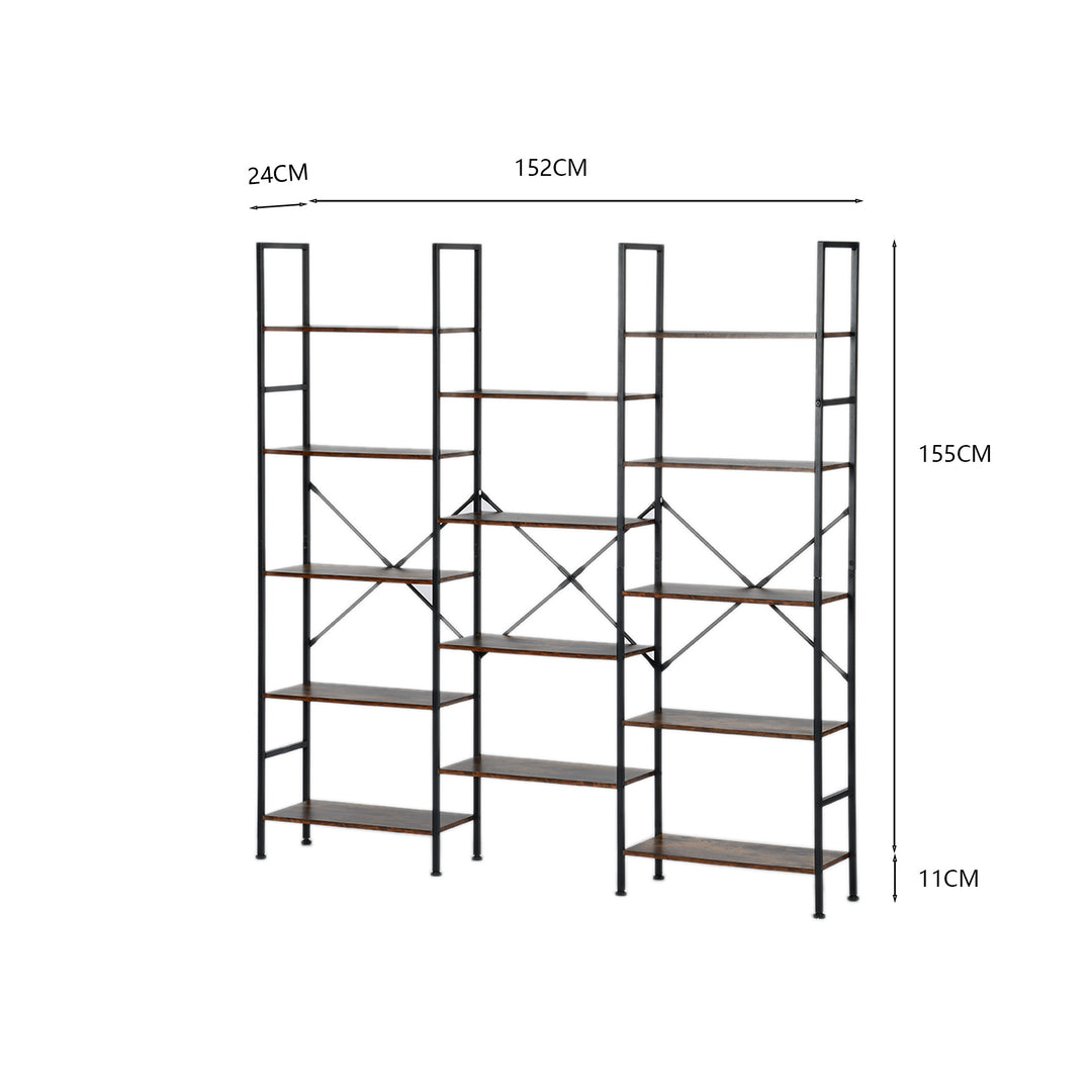 FurnitureR Support pour Plantes d'intérieur et d'extérieur - Étagère Industrielle - Cadre en métal avec étagères en MDF pour Affichage de Jardin - Rangement Polyvalent à Plusieurs Niveaux - Marron