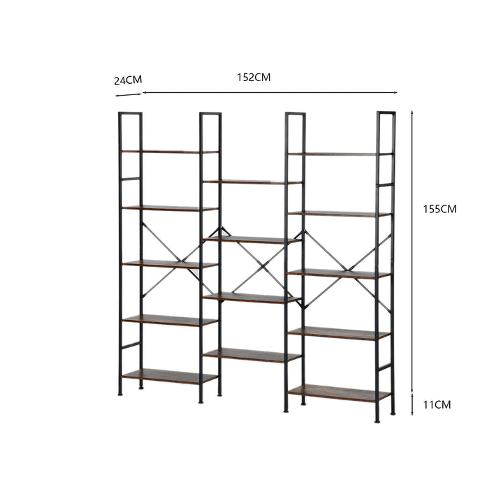FurnitureR Support pour Plantes d'intérieur et d'extérieur - Étagère Industrielle - Cadre en métal avec étagères en MDF pour Affichage de Jardin - Rangement Polyvalent à Plusieurs Niveaux - Marron