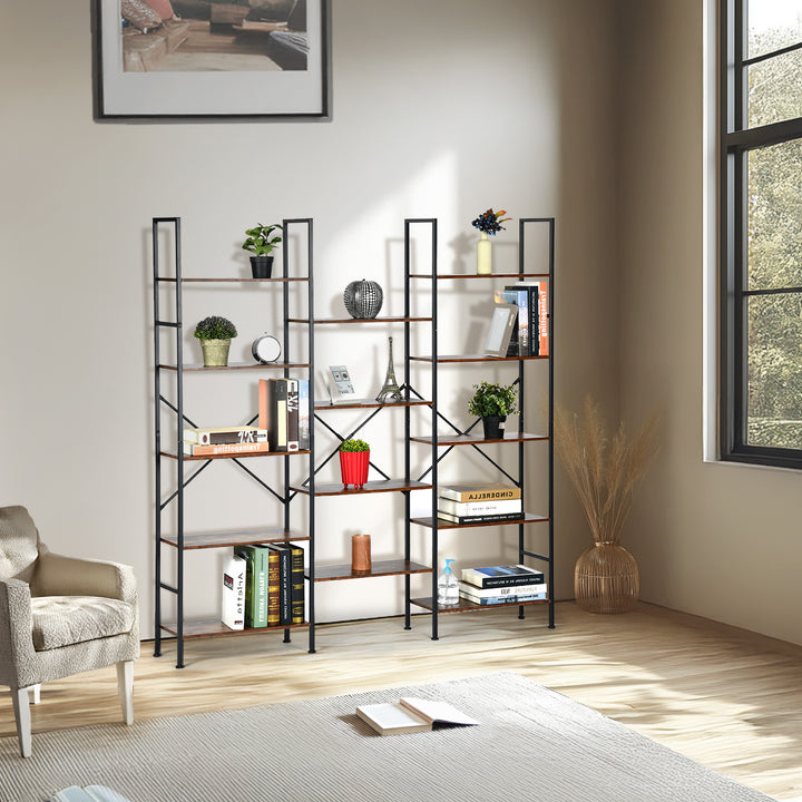 FurnitureR Support pour Plantes d'intérieur et d'extérieur - Étagère Industrielle - Cadre en métal avec étagères en MDF pour Affichage de Jardin - Rangement Polyvalent à Plusieurs Niveaux - Marron