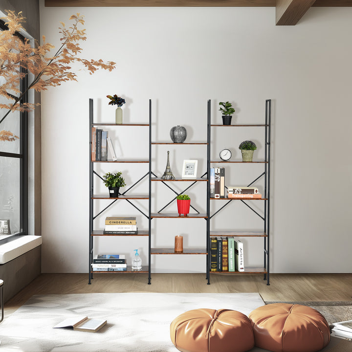 FurnitureR Support pour Plantes d'intérieur et d'extérieur - Étagère Industrielle - Cadre en métal avec étagères en MDF pour Affichage de Jardin - Rangement Polyvalent à Plusieurs Niveaux - Marron
