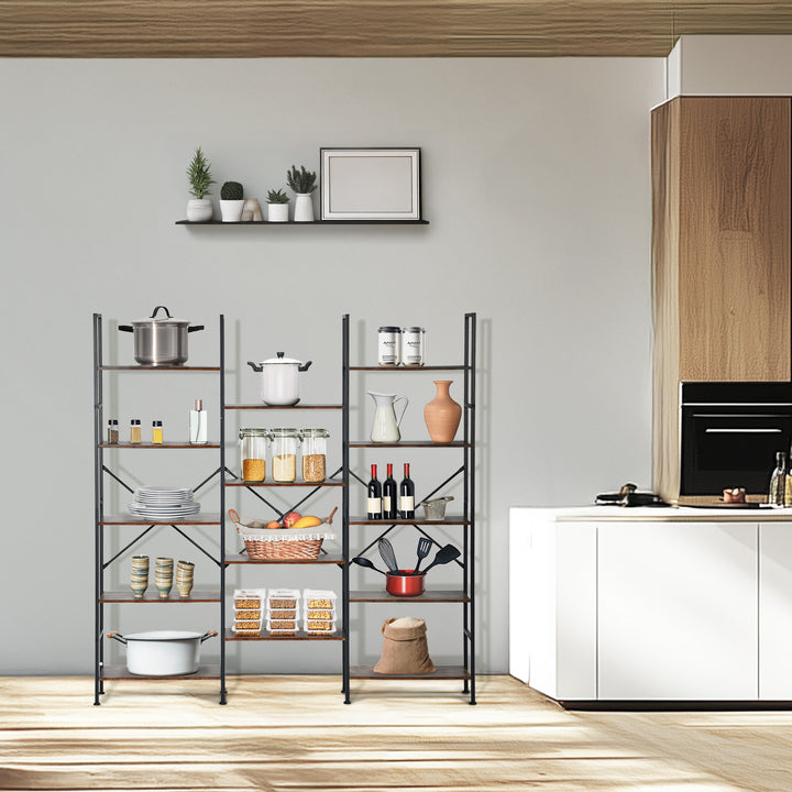 FurnitureR Support pour Plantes d'intérieur et d'extérieur - Étagère Industrielle - Cadre en métal avec étagères en MDF pour Affichage de Jardin - Rangement Polyvalent à Plusieurs Niveaux - Marron