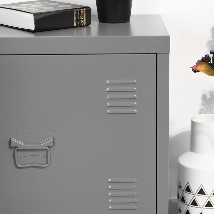 Furniture R Armoire de Rangement pour Bureau, Unité de Rangement, Petit Meuble de Classement, Placard en Métal avec Portes Affleurantes, 2 Compartiments, pour Garage, Bureau, Noir