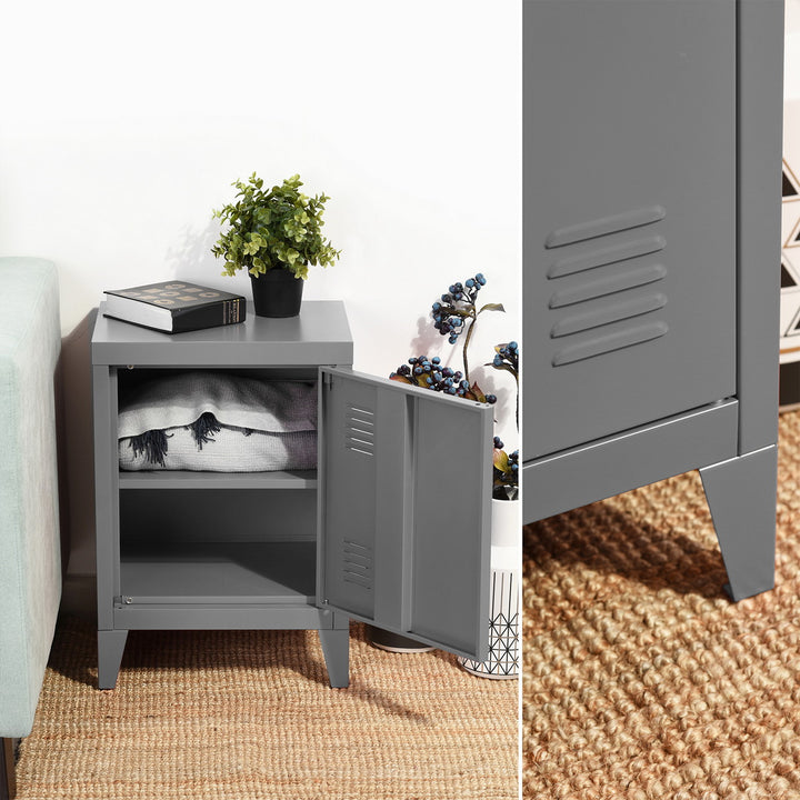 Furniture R Armoire de Rangement pour Bureau, Unité de Rangement, Petit Meuble de Classement, Placard en Métal avec Portes Affleurantes, 2 Compartiments, pour Garage, Bureau, Noir