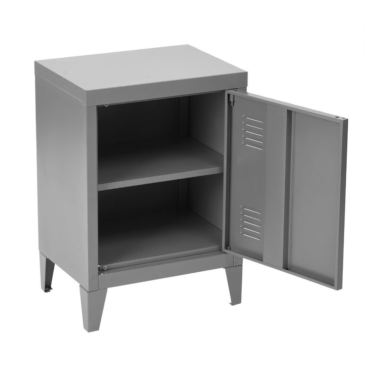 Furniture R Armoire de Rangement pour Bureau, Unité de Rangement, Petit Meuble de Classement, Placard en Métal avec Portes Affleurantes, 2 Compartiments, pour Garage, Bureau, Noir