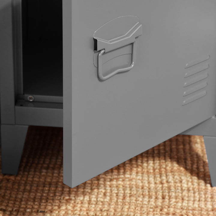 Furniture R Armoire de Rangement pour Bureau, Unité de Rangement, Petit Meuble de Classement, Placard en Métal avec Portes Affleurantes, 2 Compartiments, pour Garage, Bureau, Noir