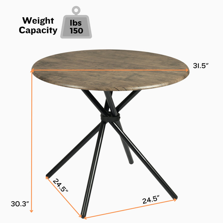 Furniture R Petite Round Wooden Top Diningtable With Mid-Century Modern Design