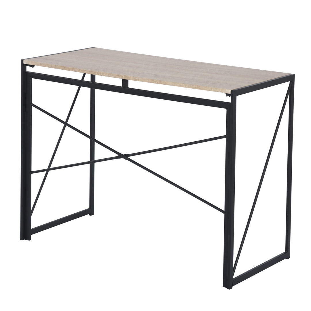 Furniture R Folding Computer Table, Small Space Foldable Desk, MDF & Metal Frame, Portable Desk for Home Office, Writing Workstation for Living Room, Bedroom, Dormitory, 100x50x75.5cm, Oak