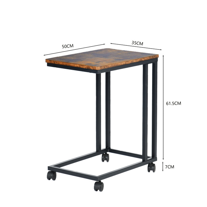 FurnitureR Table d'appoint fine pour chambre à coucher, salon, table basse à 2 niveaux avec roulettes, table d'appoint avec rangement ouvert, marron