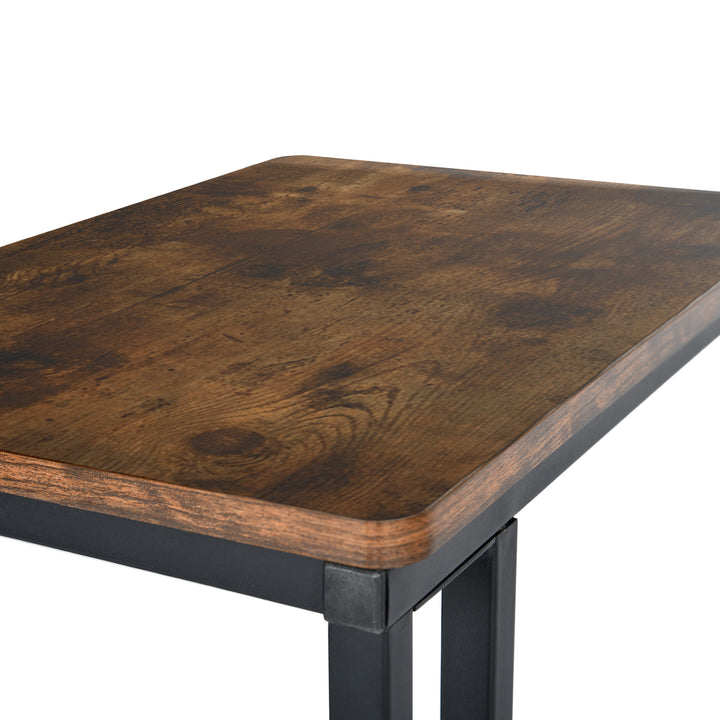 FurnitureR Table d'appoint fine pour chambre à coucher, salon, table basse à 2 niveaux avec roulettes, table d'appoint avec rangement ouvert, marron