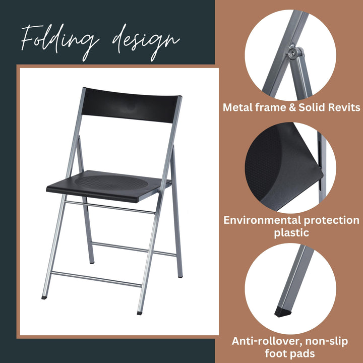 Furniture R Vielseitige Klappstühle aus Stahl und Kunststoff, leichte, bequeme Veranstaltungsstühle (6er-Set)