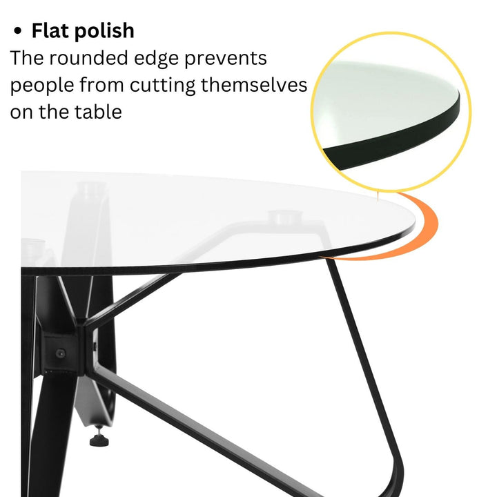 Furniture R Moderner, stilvoller, runder Couchtisch mit Platte aus gehärtetem Glas
