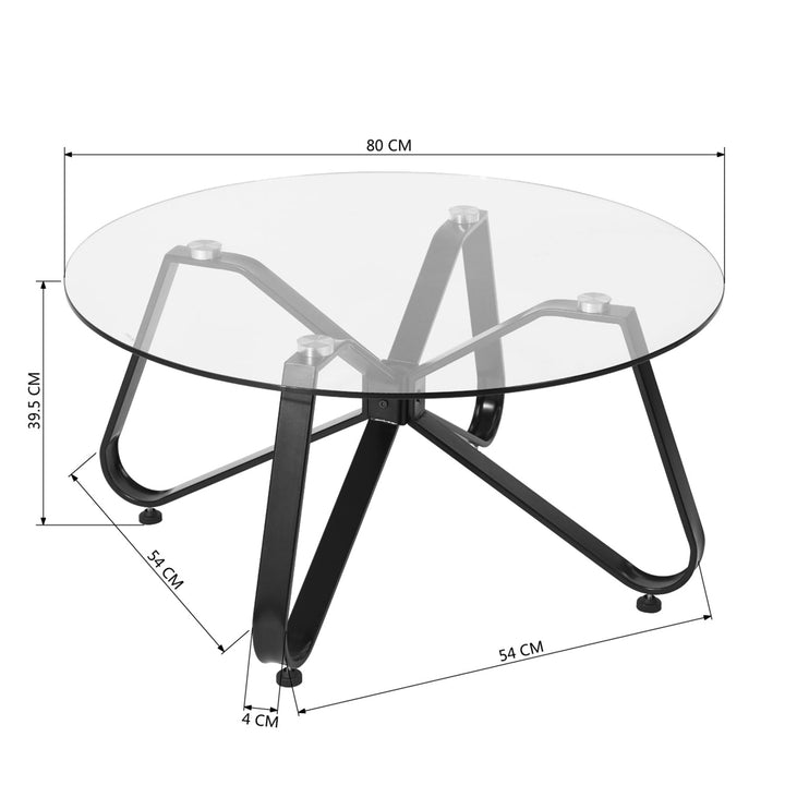 Furniture R Moderner, stilvoller, runder Couchtisch mit Platte aus gehärtetem Glas