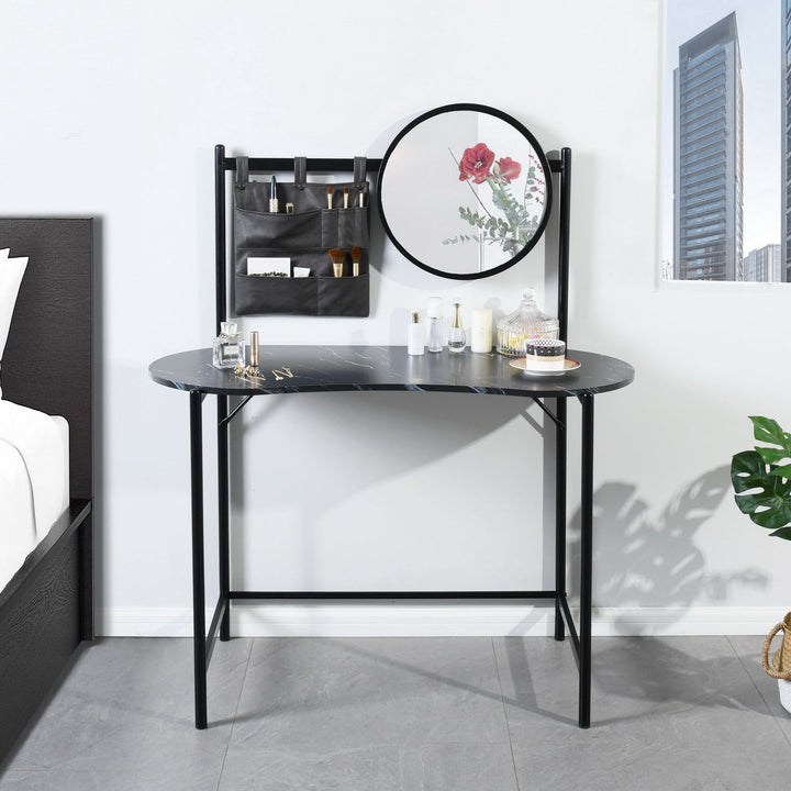 Furniture R Compact Oval Vanity Table With Storage Trays And Mirror