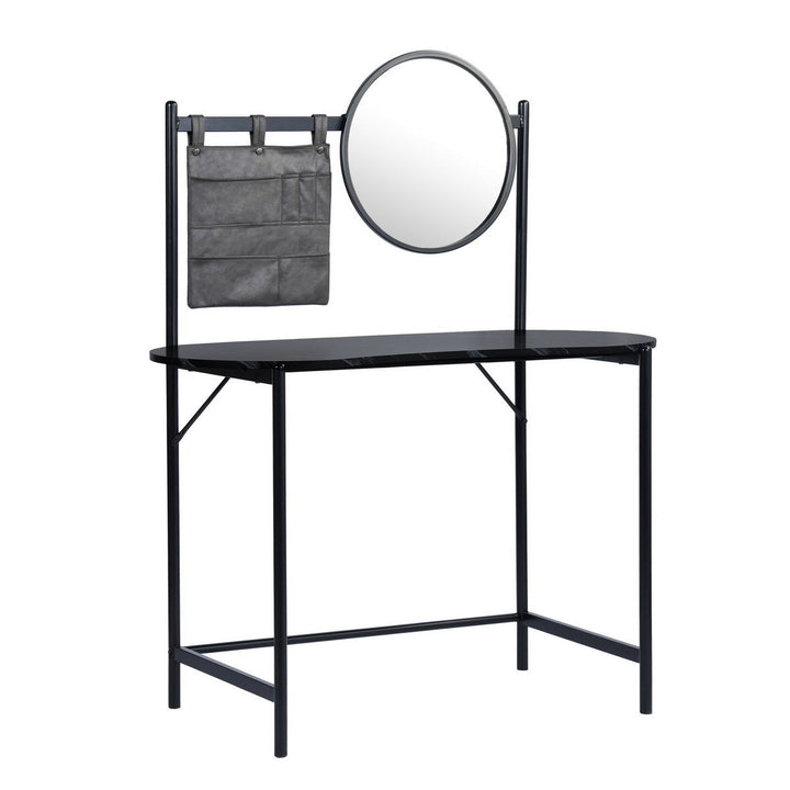 Furniture R Compact Oval Vanity Table With Storage Trays And Mirror
