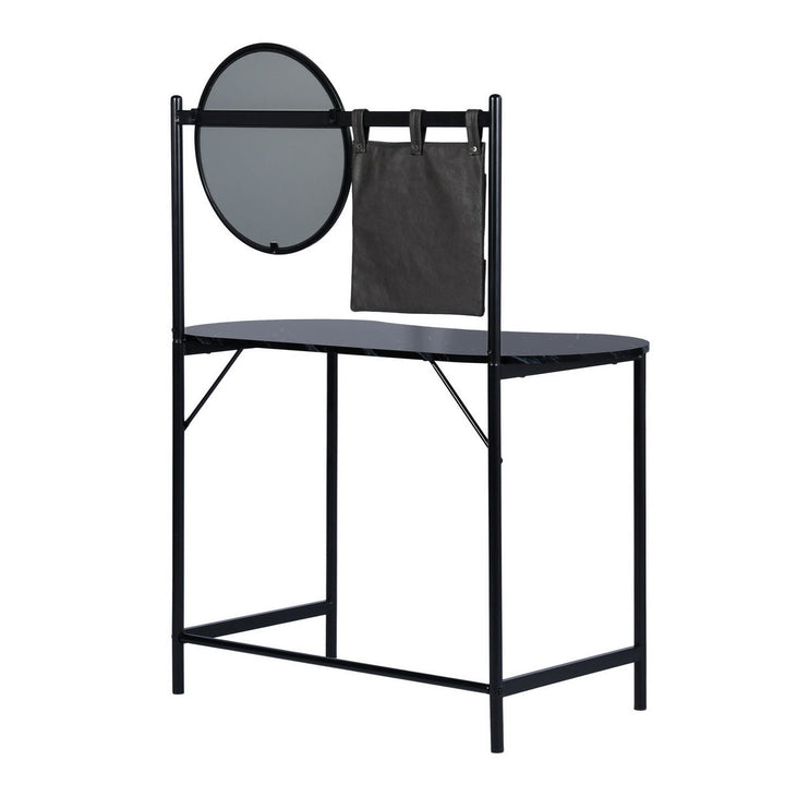 Furniture R Compact Oval Vanity Table With Storage Trays And Mirror