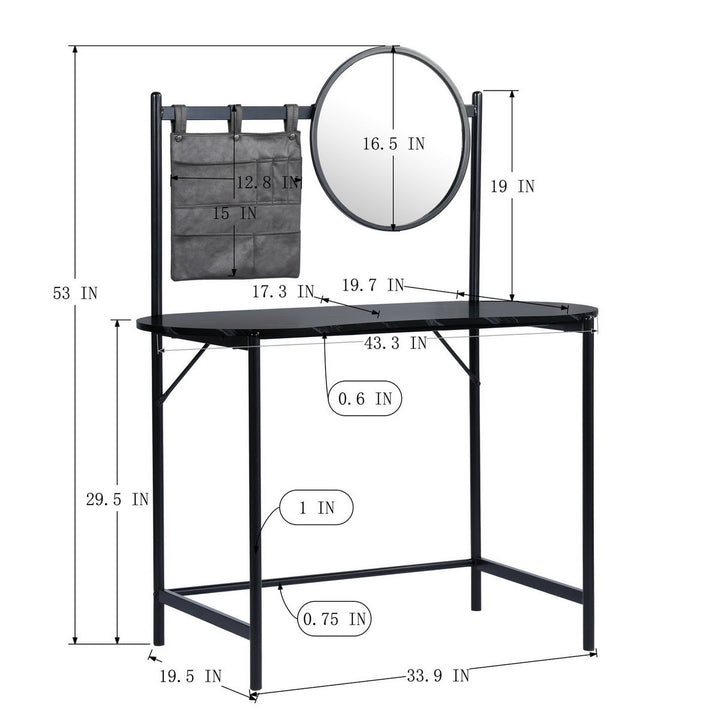 Furniture R Compact Oval Vanity Table With Storage Trays And Mirror