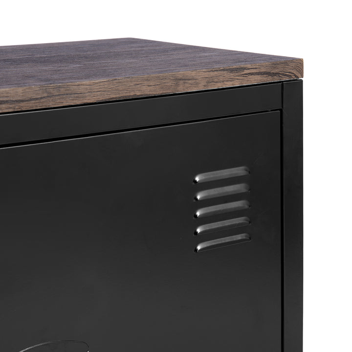 Furniture R  France Matapouri Black lt Meuble Télé casier rangment métallique Enfilade Commande, Armoire de Bureau, 2 Couches 3 Portes, Dimensions 120 40 58 cm, Noir Mate, Standard