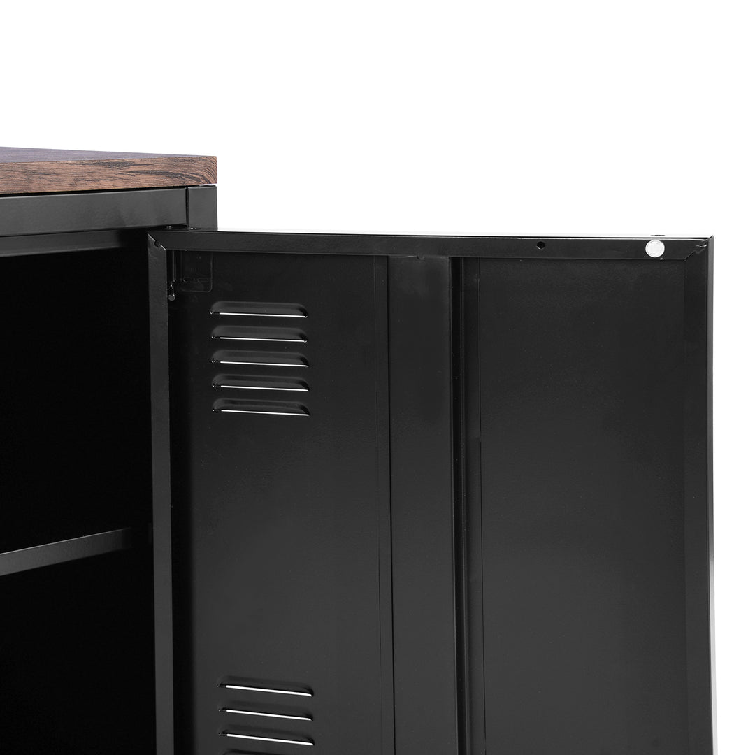 Furniture R  France Matapouri Black lt Meuble Télé casier rangment métallique Enfilade Commande, Armoire de Bureau, 2 Couches 3 Portes, Dimensions 120 40 58 cm, Noir Mate, Standard