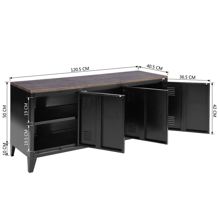Furniture R  France Matapouri Black lt Meuble Télé casier rangment métallique Enfilade Commande, Armoire de Bureau, 2 Couches 3 Portes, Dimensions 120 40 58 cm, Noir Mate, Standard
