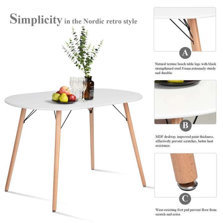 Furniture R Moderner minimalistischer rechteckiger weißer Esstisch