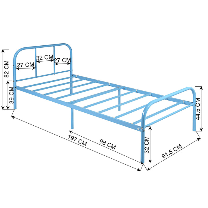 Furniture R Cadre de Lit Simple en Métal, avec Tête et Pied de lit, Base en Fer Solide pour Enfants ou Adolescents, Maison, Dortoir D'étudiants, Chambre d'enfants, Rose