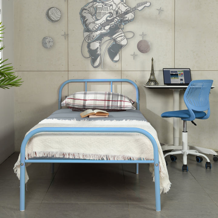 Furniture R Cadre de Lit Simple en Métal, avec Tête et Pied de lit, Base en Fer Solide pour Enfants ou Adolescents, Maison, Dortoir D'étudiants, Chambre d'enfants, Rose