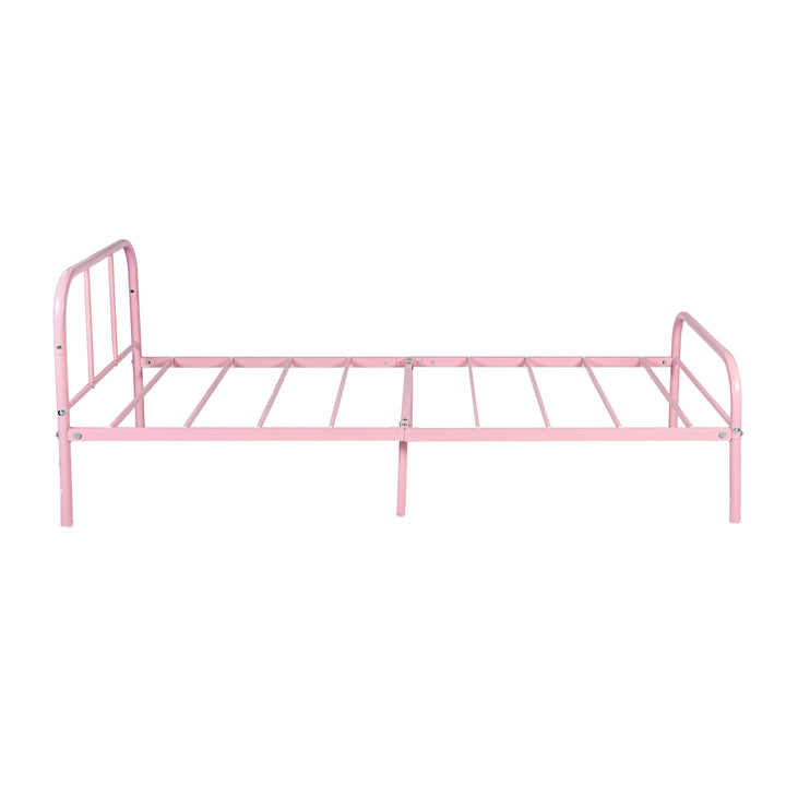 Furniture R Cadre de Lit Simple en Métal, avec Tête et Pied de lit, Base en Fer Solide pour Enfants ou Adolescents, Maison, Dortoir D'étudiants, Chambre d'enfants, Rose